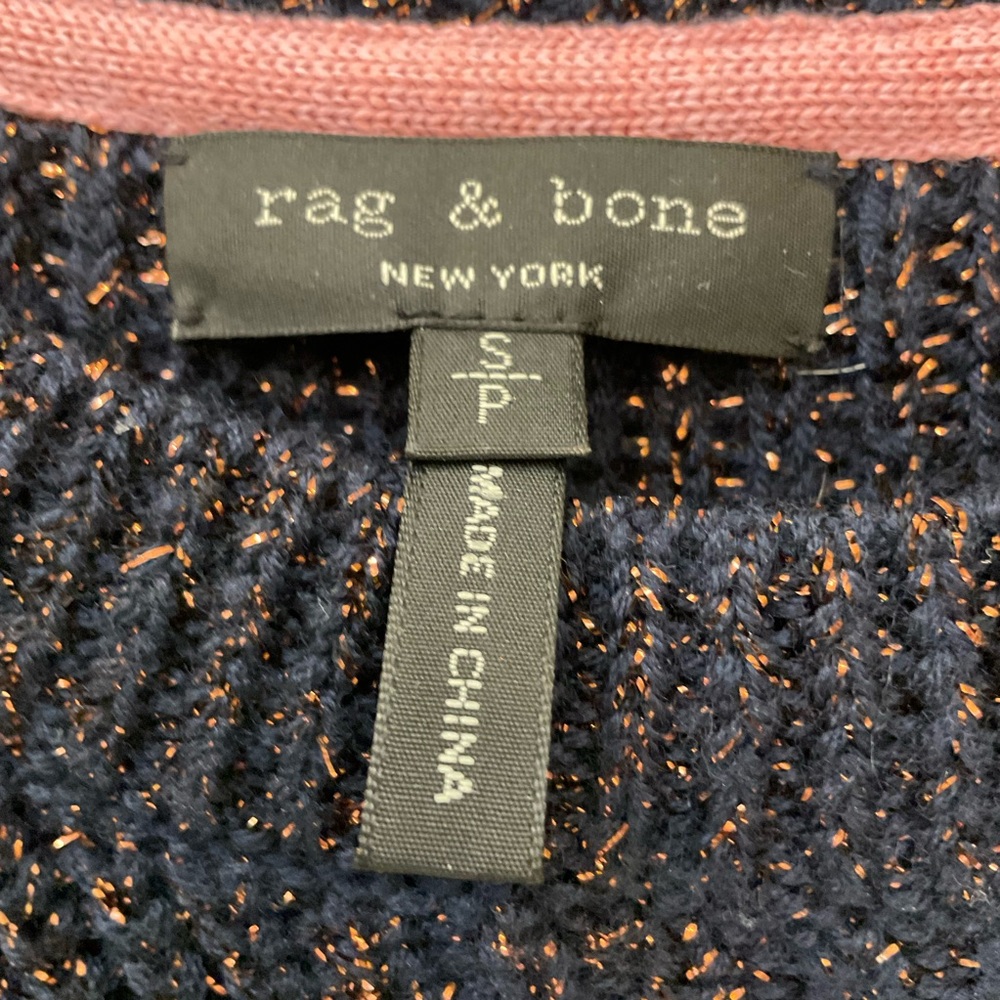 Rag And Bone Black Crew Sweater With Rust Metalli… - image 6